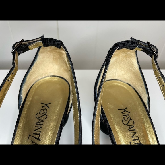 Vintage YSL Yves Saint Laurent Strappy Heel Sandals Size 7 Made In Italy - Picture 6 of 12
